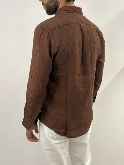 Camicia in Lino Brown