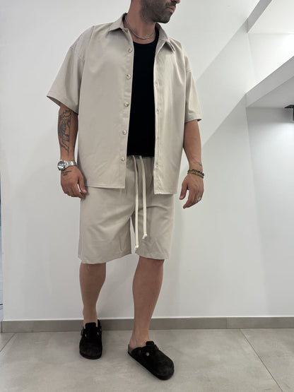 Coordinato in poli-viscosa camicia e bermuda