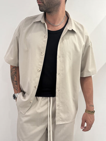 Coordinato in poli-viscosa camicia e bermuda