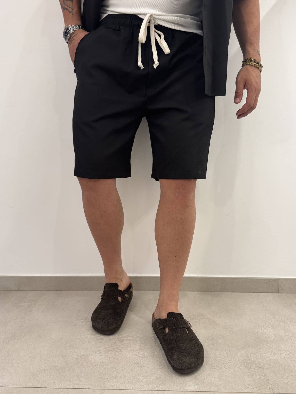 Coordinato in poli-viscosa camicia e pantaloncino