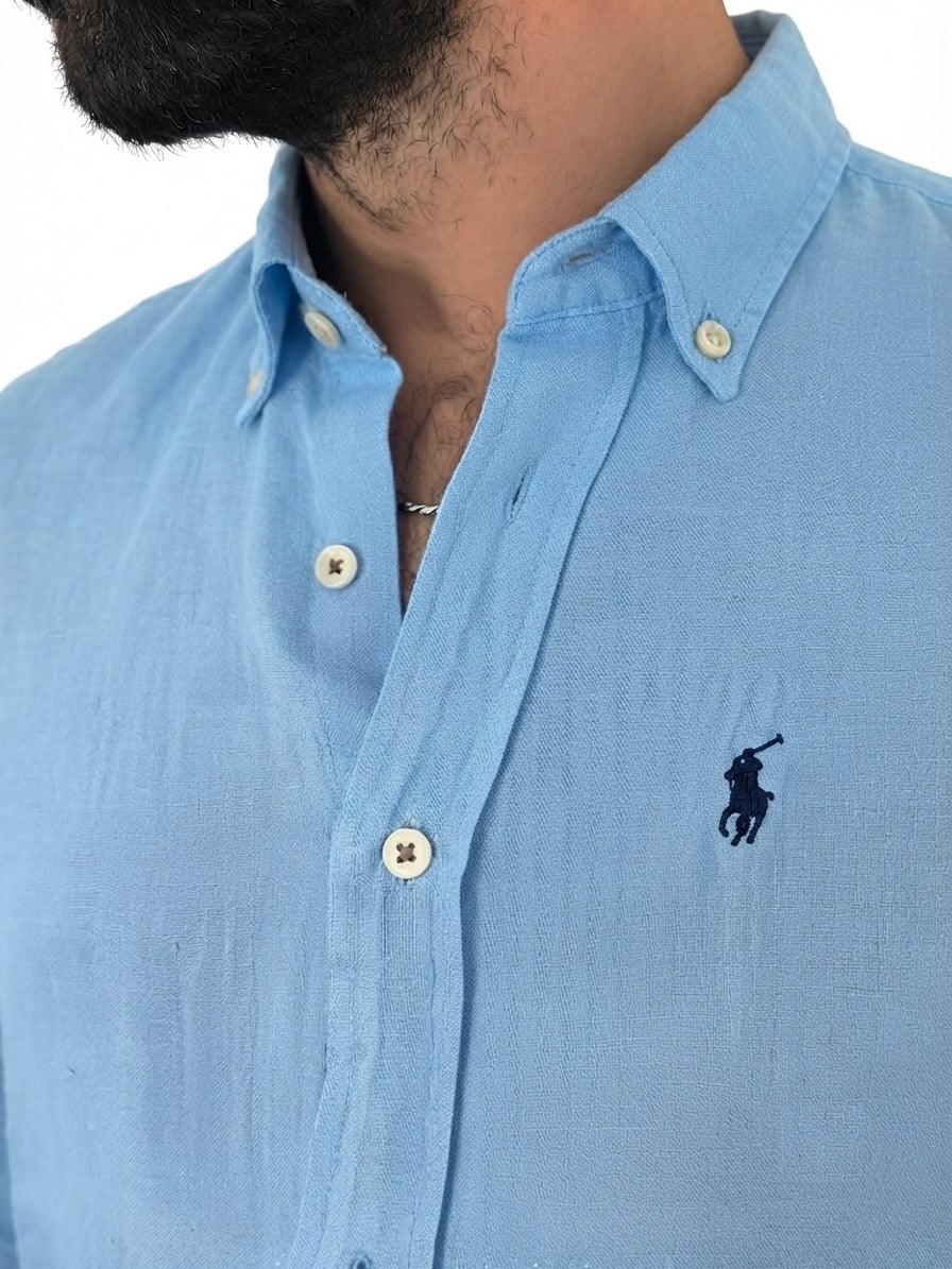 Brown Camicia in Lino celeste