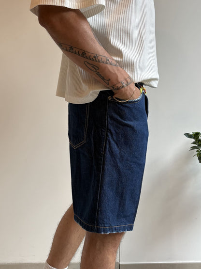 Bermuda Denim Scuro con tasca e fondo graffiato