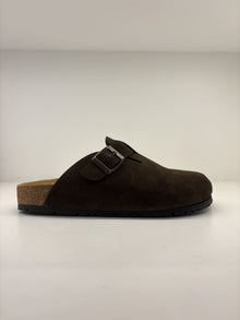 Brown Ciabatta Sabot in Pelle Effetto Camoscio - Made in Italy