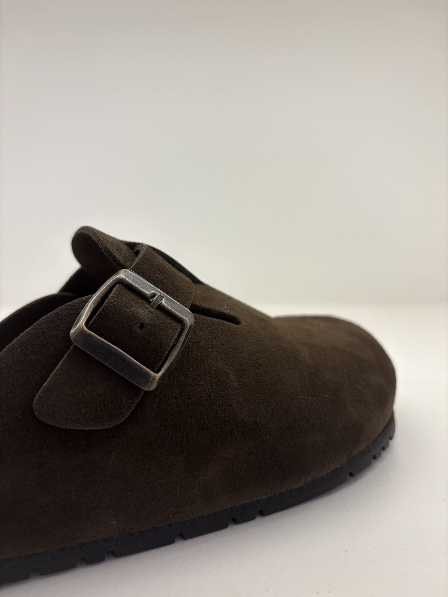 Brown Ciabatta Sabot in Pelle Effetto Camoscio - Made in Italy