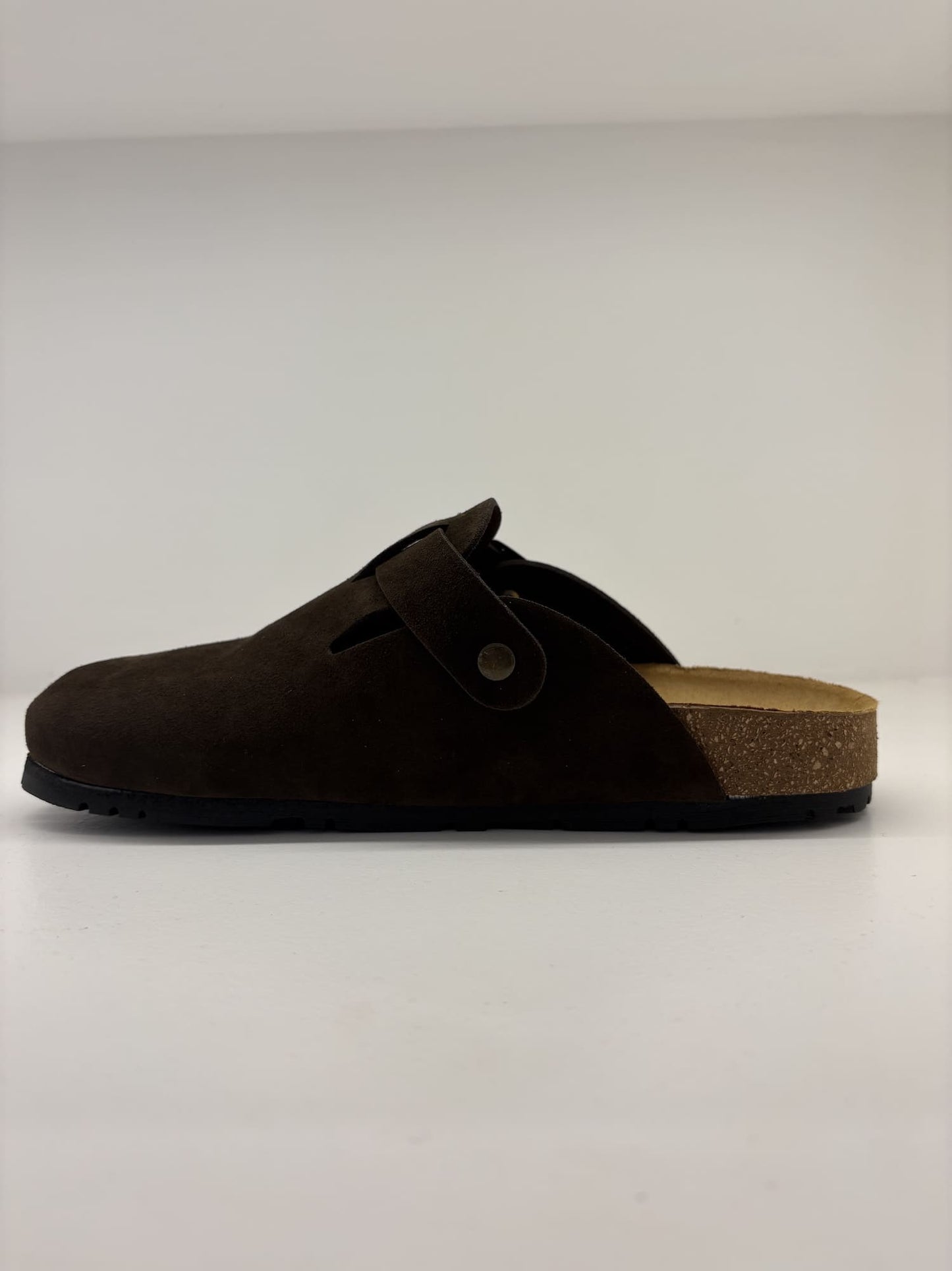 Brown Ciabatta Sabot in Pelle Effetto Camoscio - Made in Italy