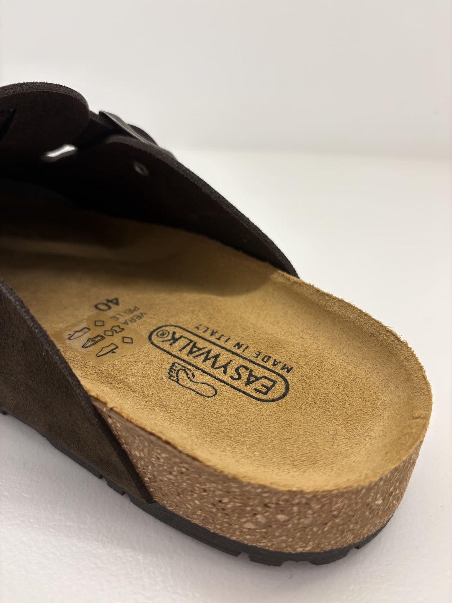 Brown Ciabatta Sabot in Pelle Effetto Camoscio - Made in Italy