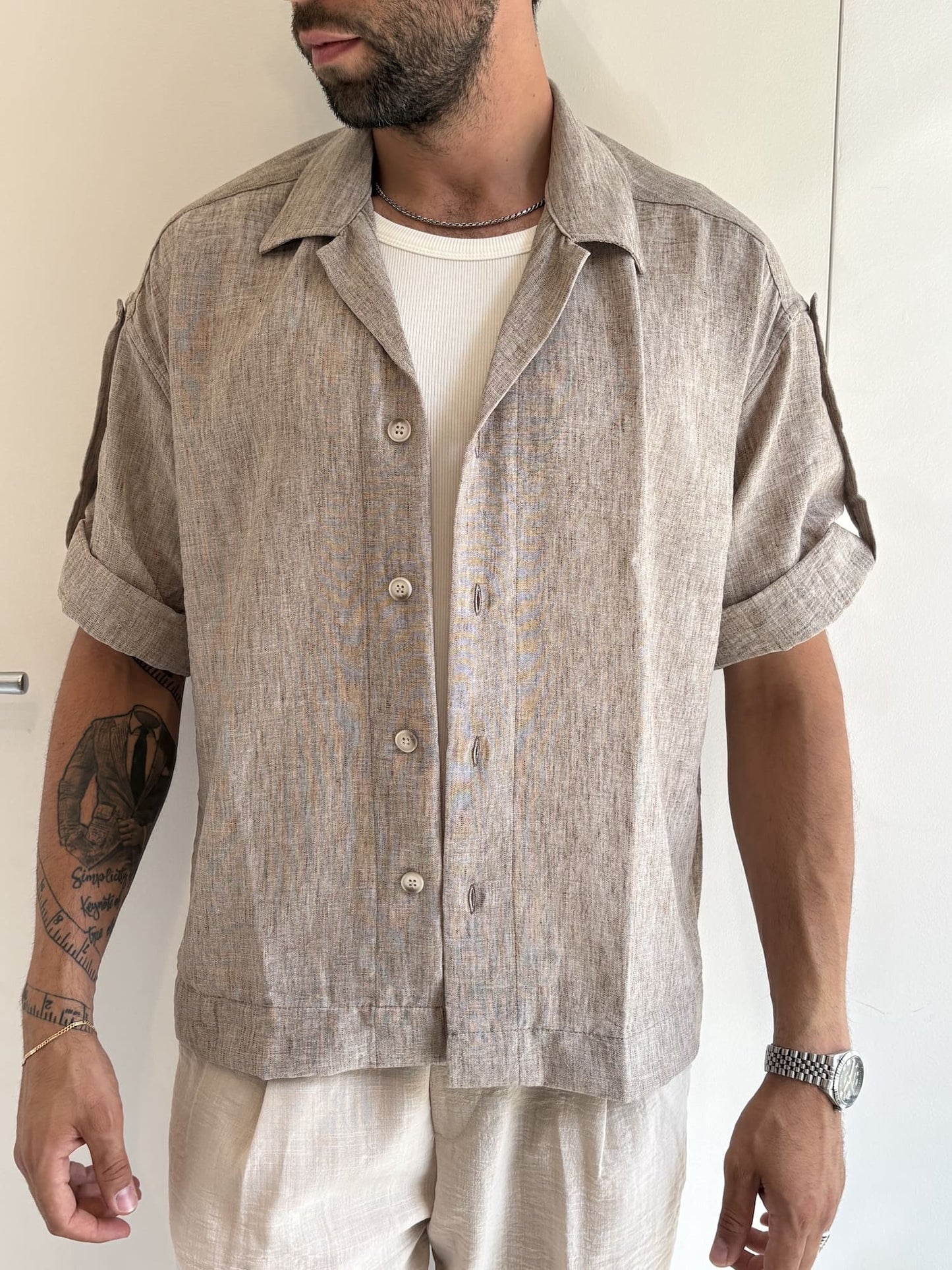 blacksvnday Camicia manica corta SUPERSTAR Tortora