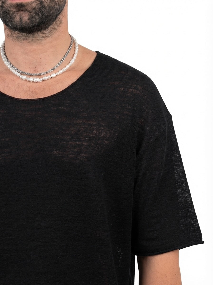 T-shirt over con collo ampio