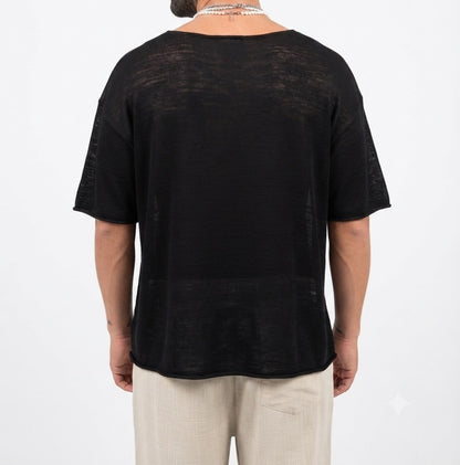 T-shirt over con collo ampio