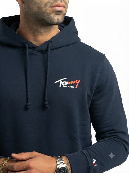 Felpa Tommy Jeans con cappuccio e grafica navy