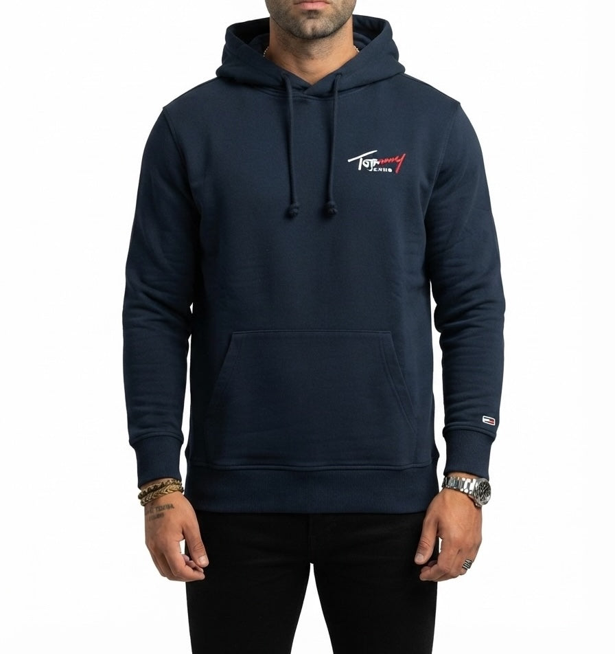 Felpa Tommy Jeans con cappuccio e grafica navy