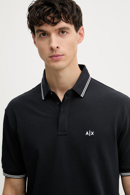 Polo Armani Exchange in Cotone Blu Navy con Dettagli Bianchi
