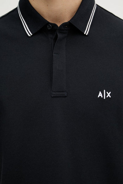 Polo Armani Exchange in Cotone Blu Navy con Dettagli Bianchi