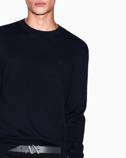 Maglione girocollo con logo in cotone viscosa e seta Icon