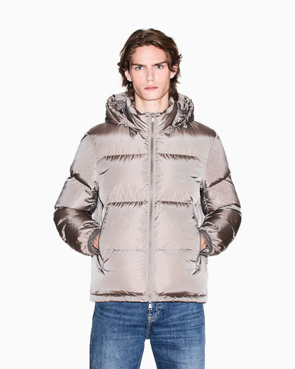 Piumino trapuntato in nylon lucido con cappuccio Icon