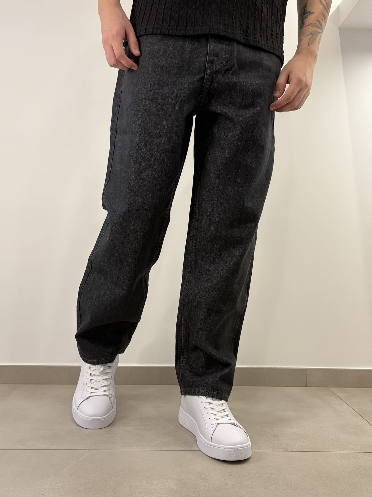 Pantaloni Uomo Brown in Denim Nero
