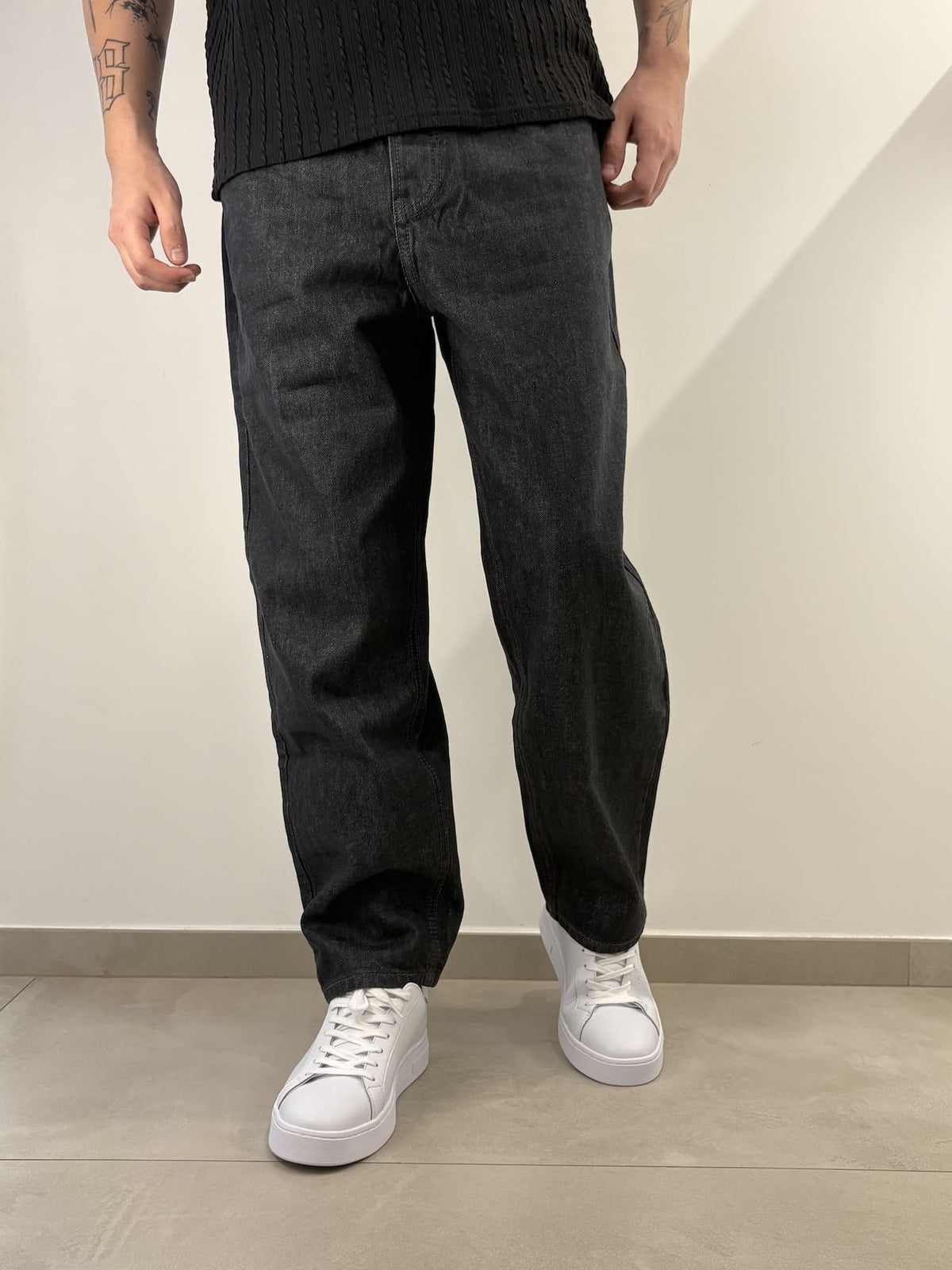Pantaloni Uomo Brown in Denim Nero