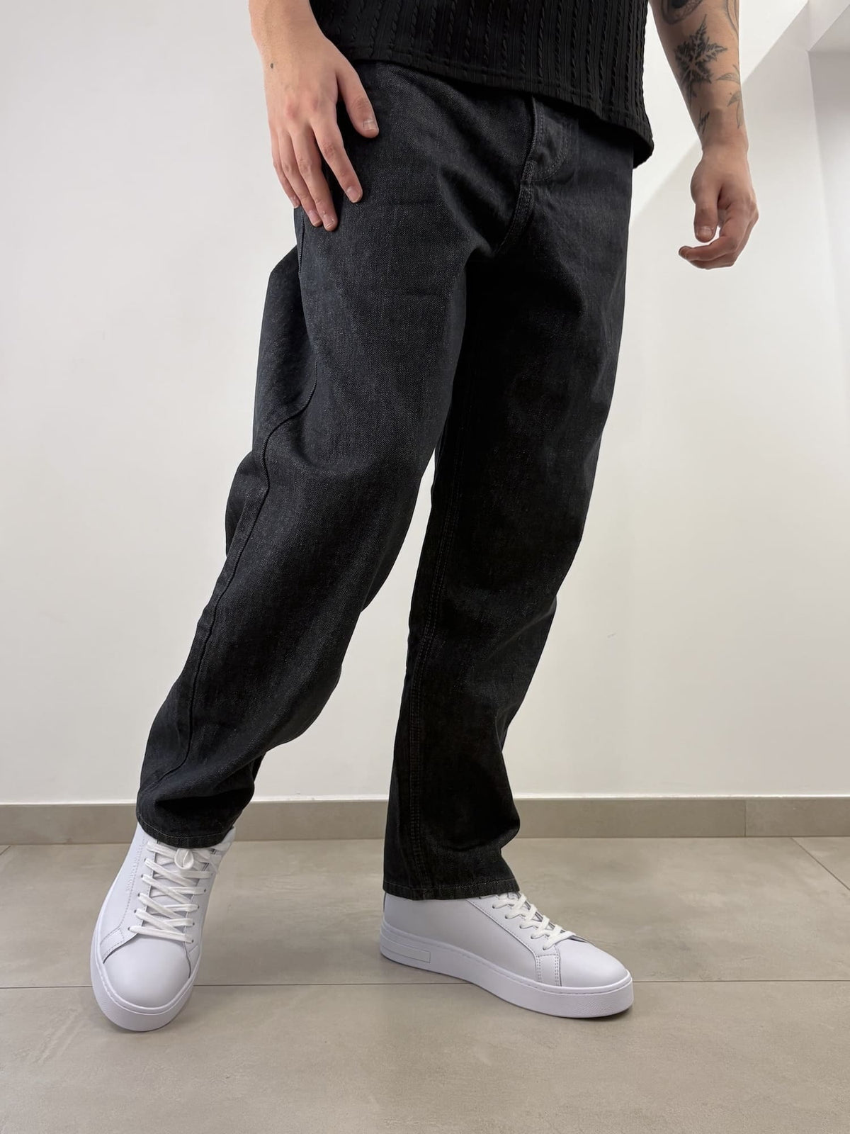 Pantaloni Uomo Brown in Denim Nero