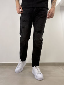 Brown Jeans Nero Strappato Cropped Fit - Stile Unico