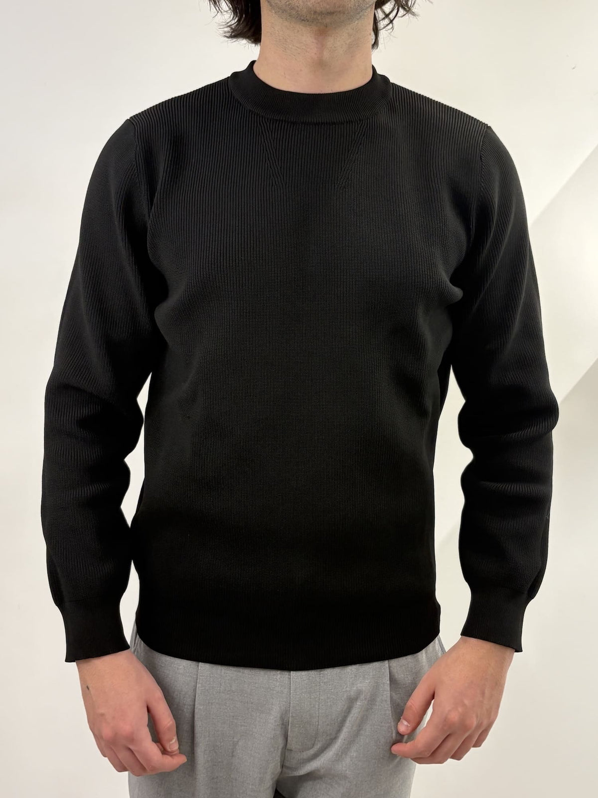 Maglione Uomo Nero in Cotone a Coste - Brown
