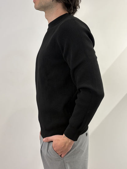 Maglione Uomo Nero in Cotone a Coste - Brown