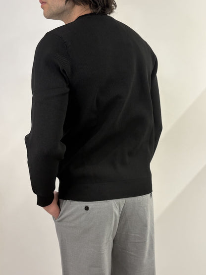Maglione Uomo Nero in Cotone a Coste - Brown