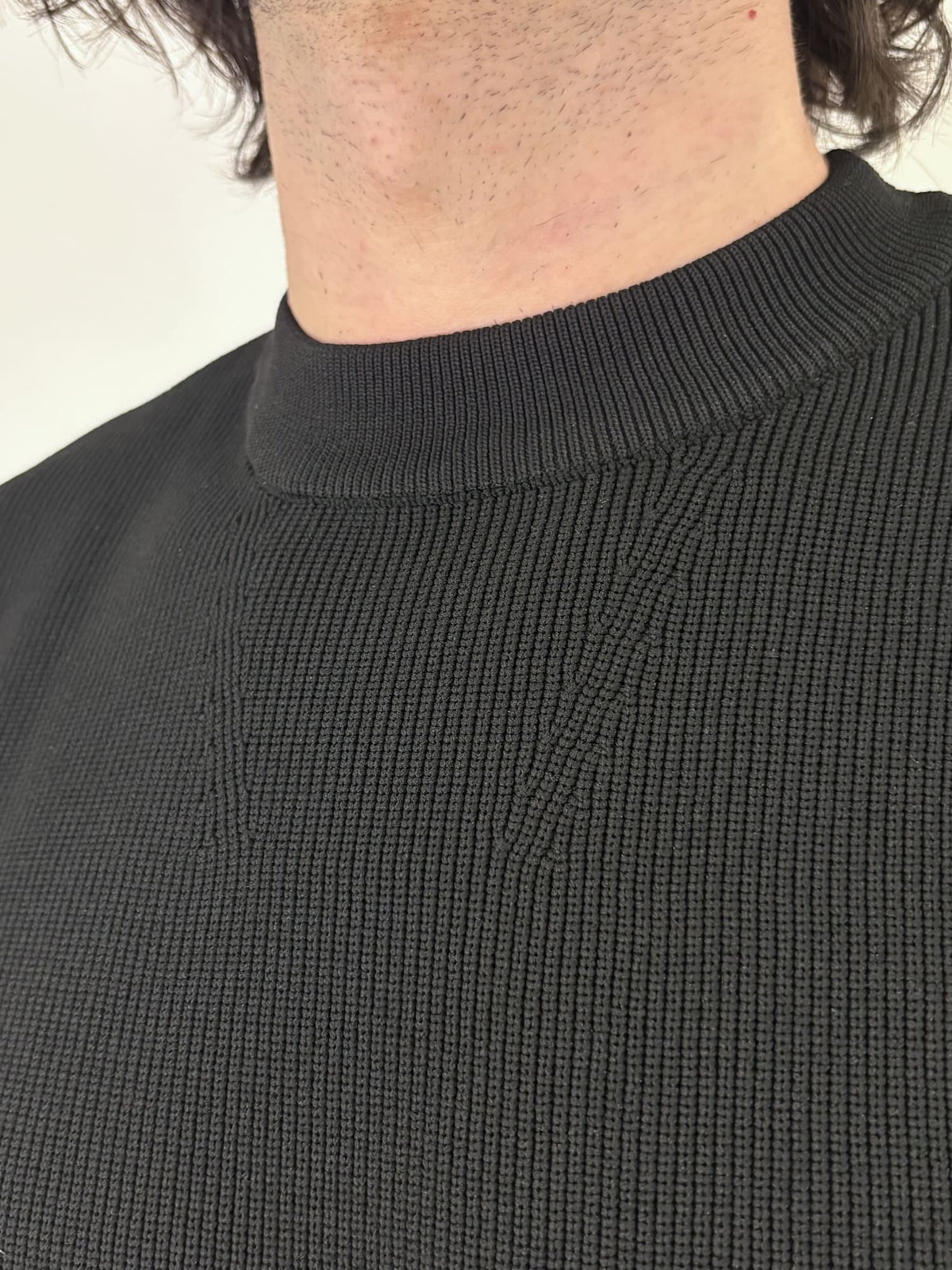 Maglione Uomo Nero in Cotone a Coste - Brown