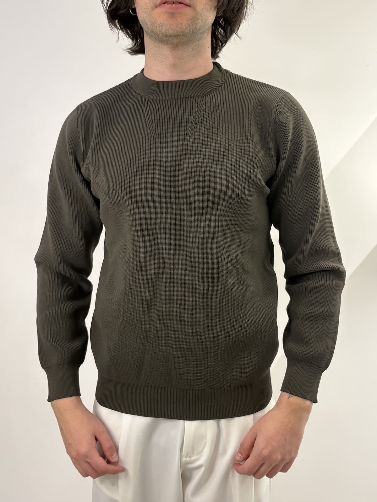 Maglione Uomo Verde Militare Brown