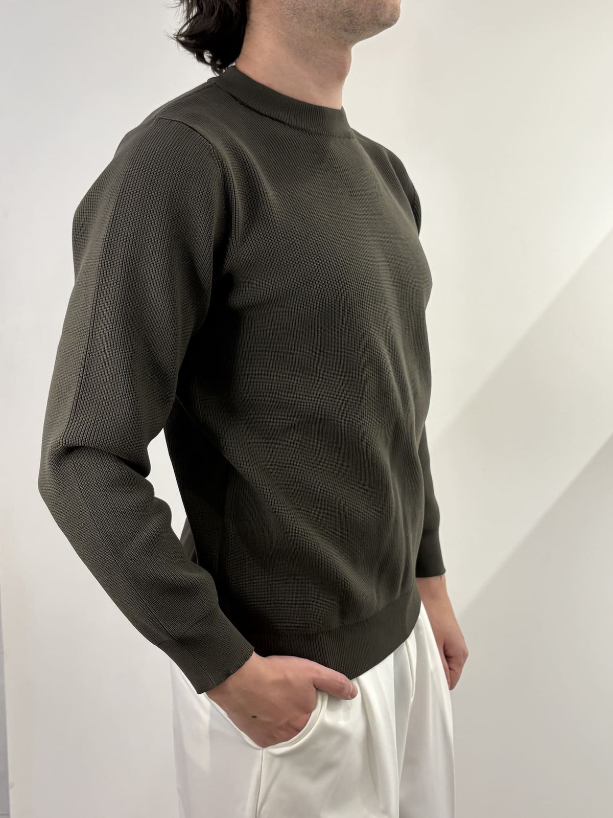 Maglione Uomo Verde Militare Brown
