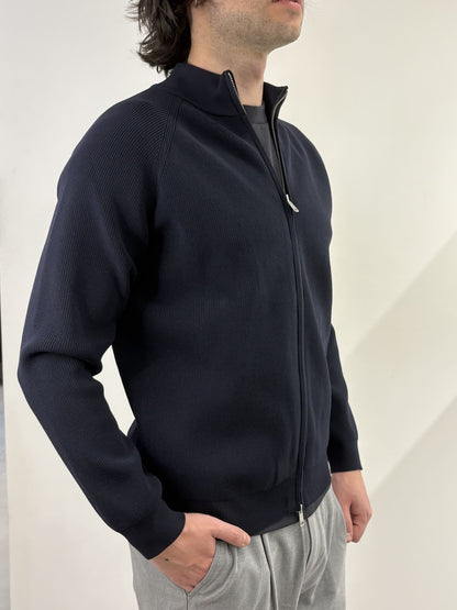 Maglione full zip con colletto alto