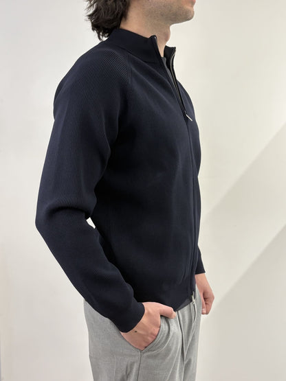 Maglione full zip con colletto alto