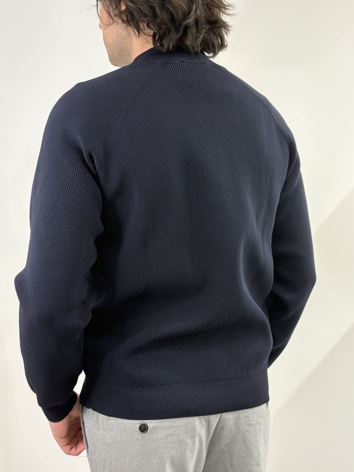 Maglione full zip con colletto alto