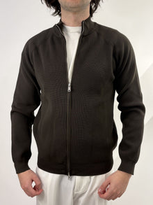 Maglione full zip con colletto alto