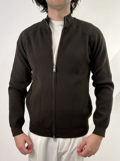 Maglione full zip con colletto alto