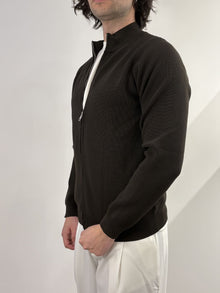 Maglione full zip con colletto alto