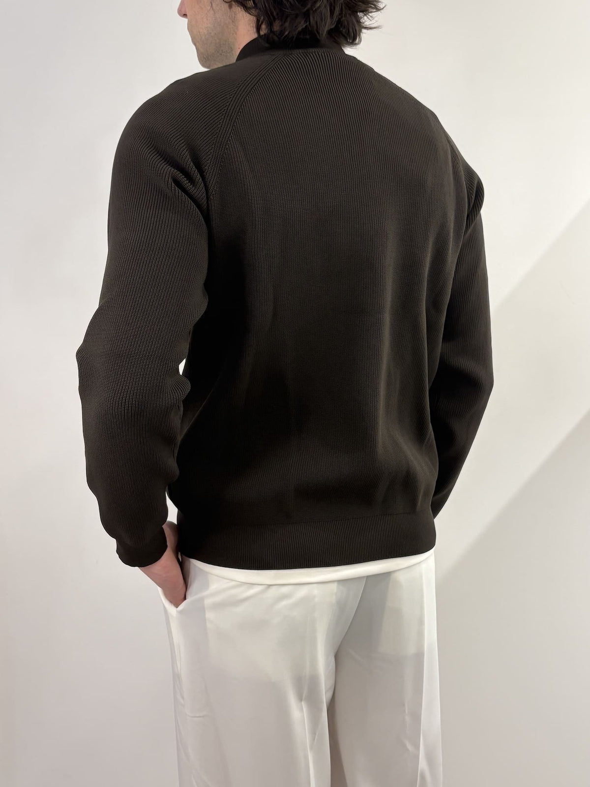 Maglione full zip con colletto alto