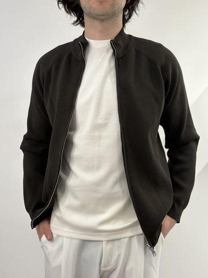 Maglione full zip con colletto alto