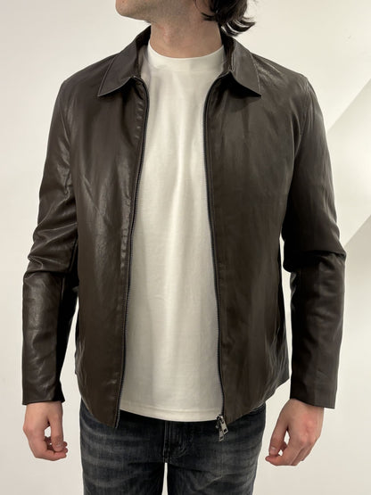 Giubbotto in ecopelle con colletto a camicia