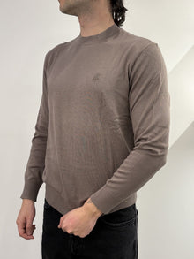 Maglione girocollo con logo in cotone viscosa e seta Icon