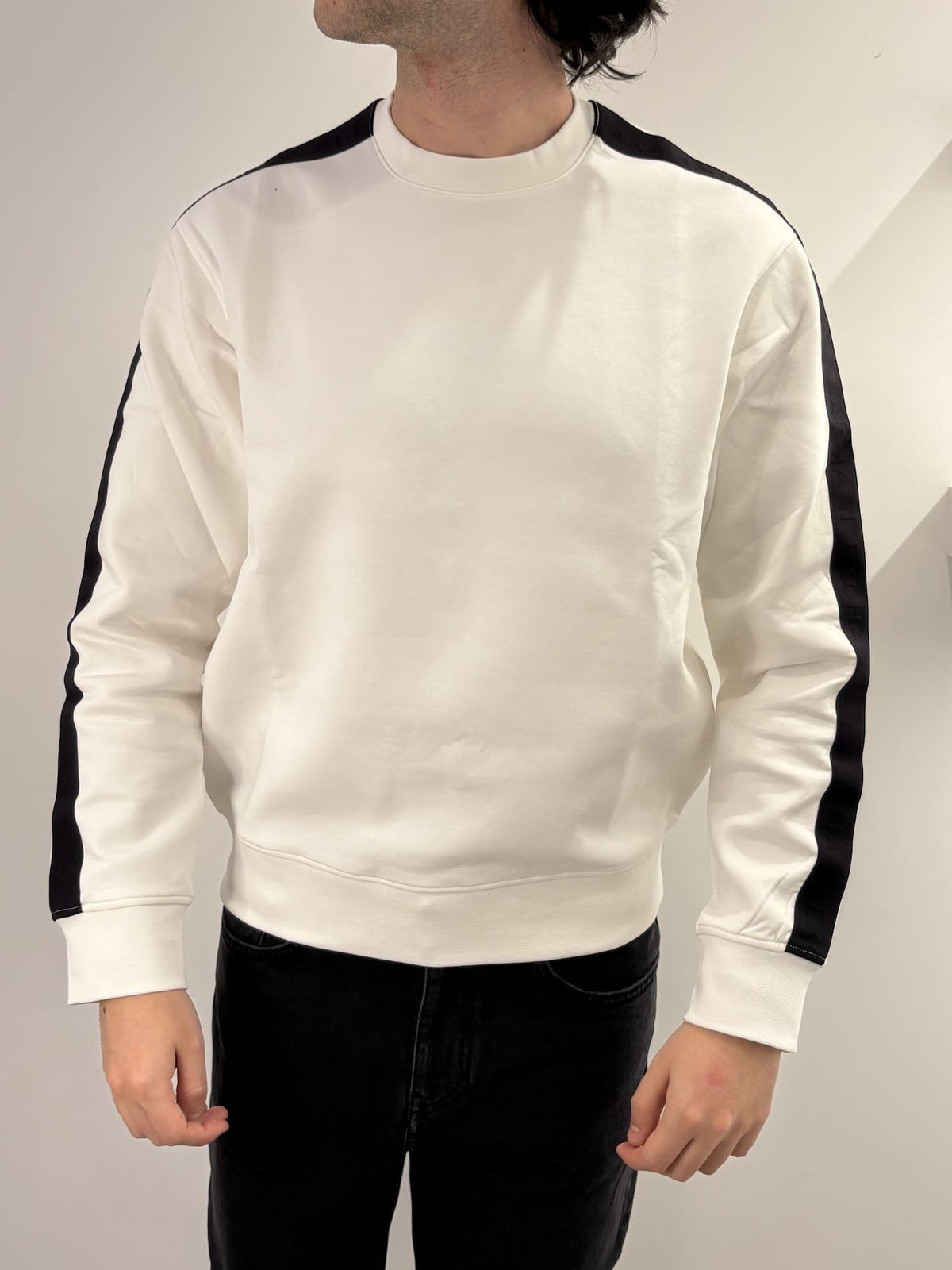 Felpa con logo girocollo in misto cotone
