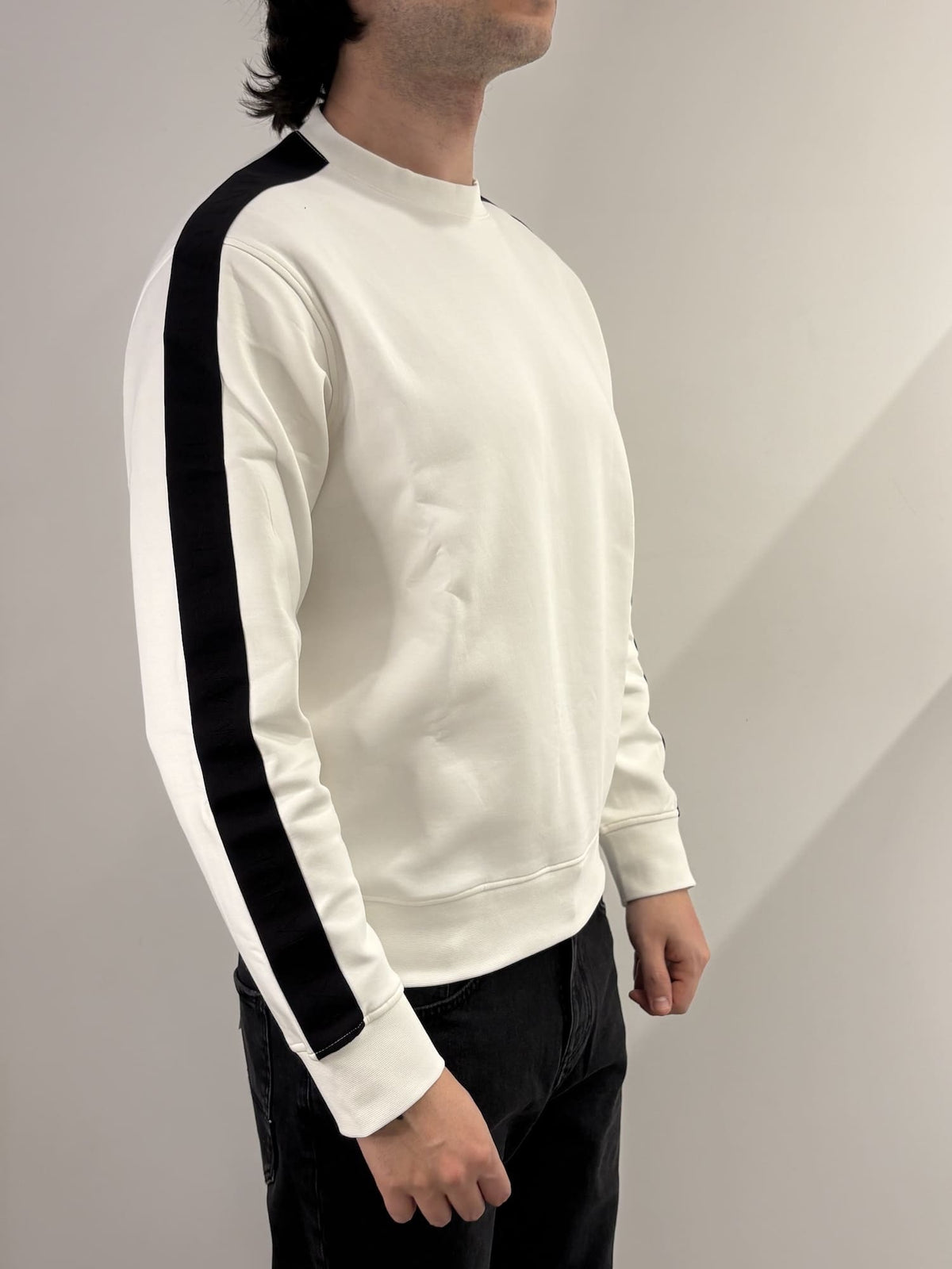 Felpa con logo girocollo in misto cotone