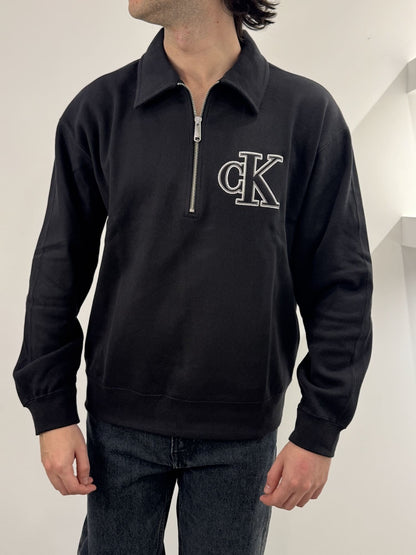 Felpa con mezza zip e con logo Calvin Klein