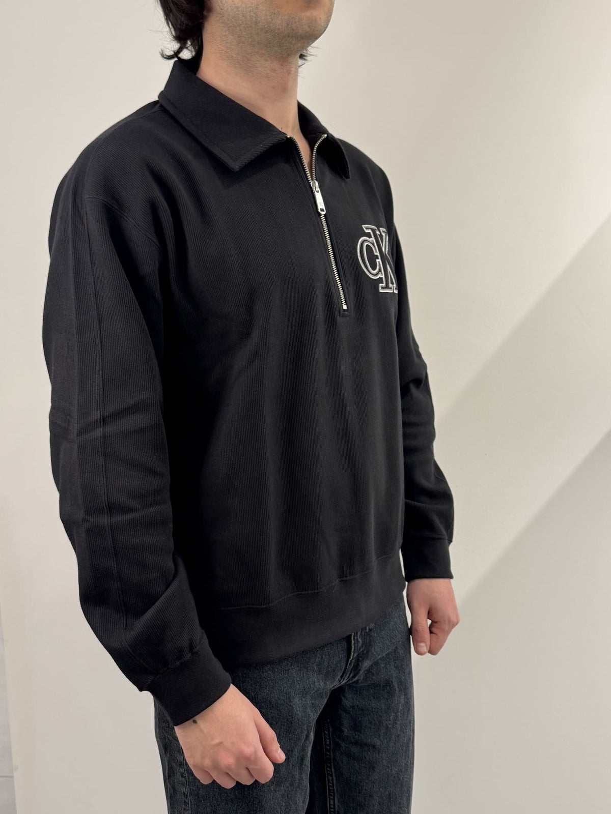 Felpa con mezza zip e con logo Calvin Klein