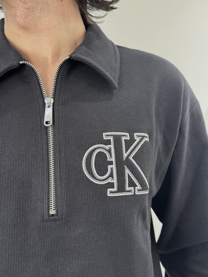 Felpa con mezza zip e con logo Calvin Klein