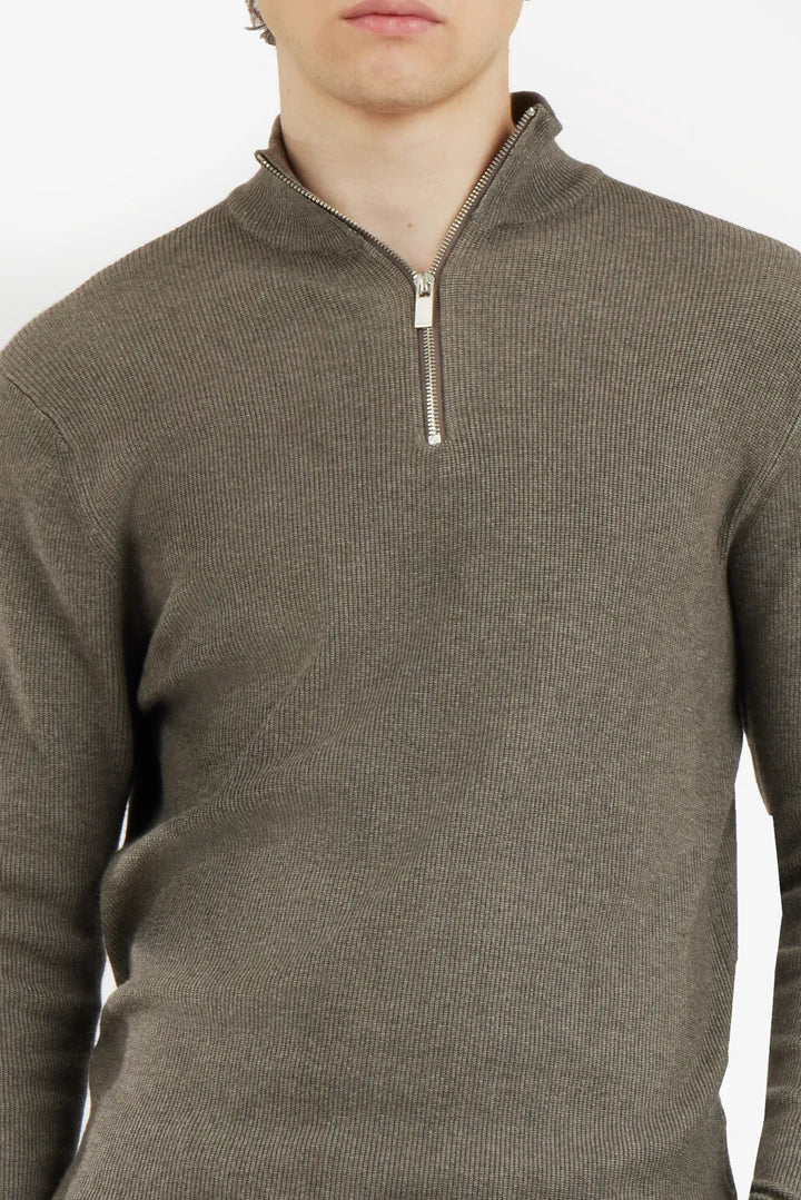 Pullover lupetto mezza zip