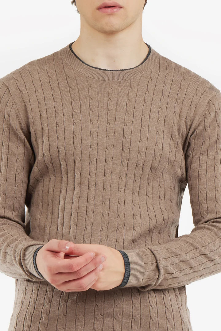 Pullover con trama intrecciata misto lana Sorbino