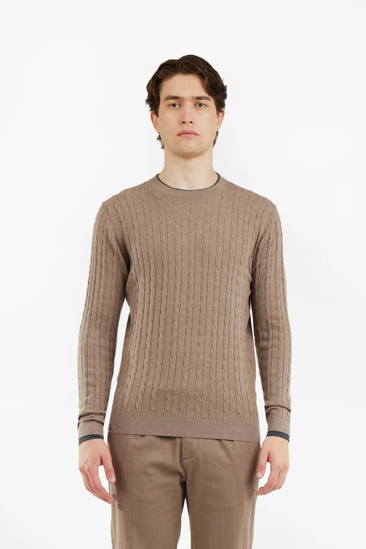Pullover con trama intrecciata misto lana Sorbino
