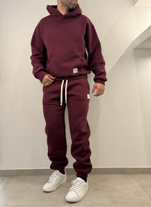 Tuta felpata completa basic bordeaux