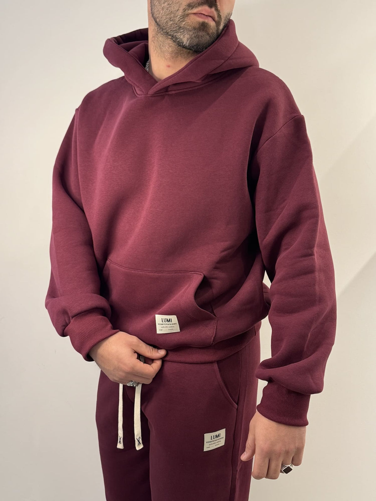 Tuta felpata completa basic bordeaux