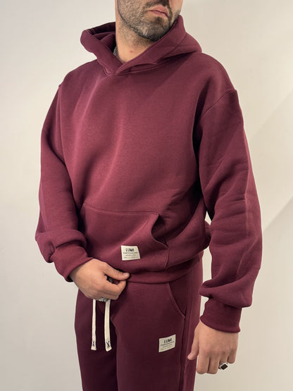 Tuta felpata completa basic bordeaux